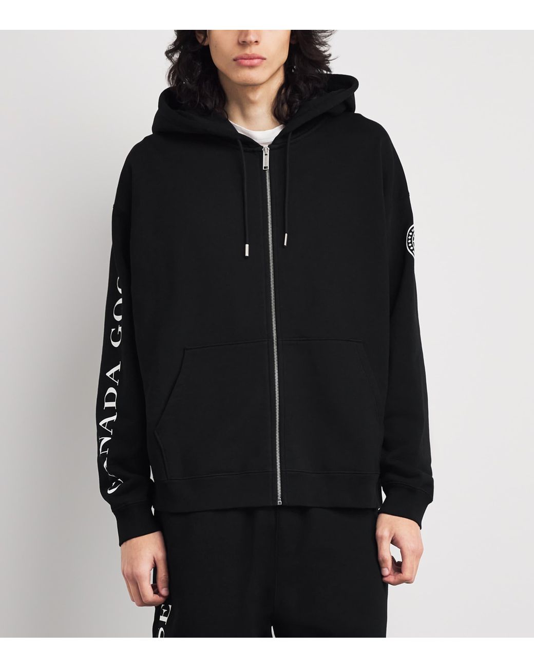 Canada Goose Black Organic Cotton Graphic Rove Zip-Up Hoodie for men