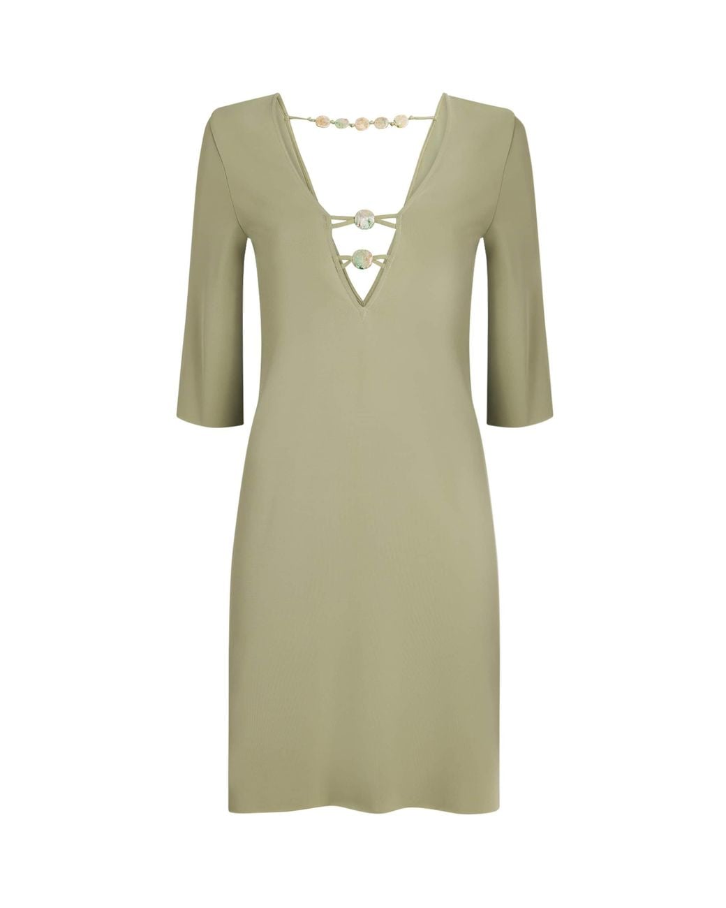 Eres Green Jersey Beaded Fabuleuse Mini Dress