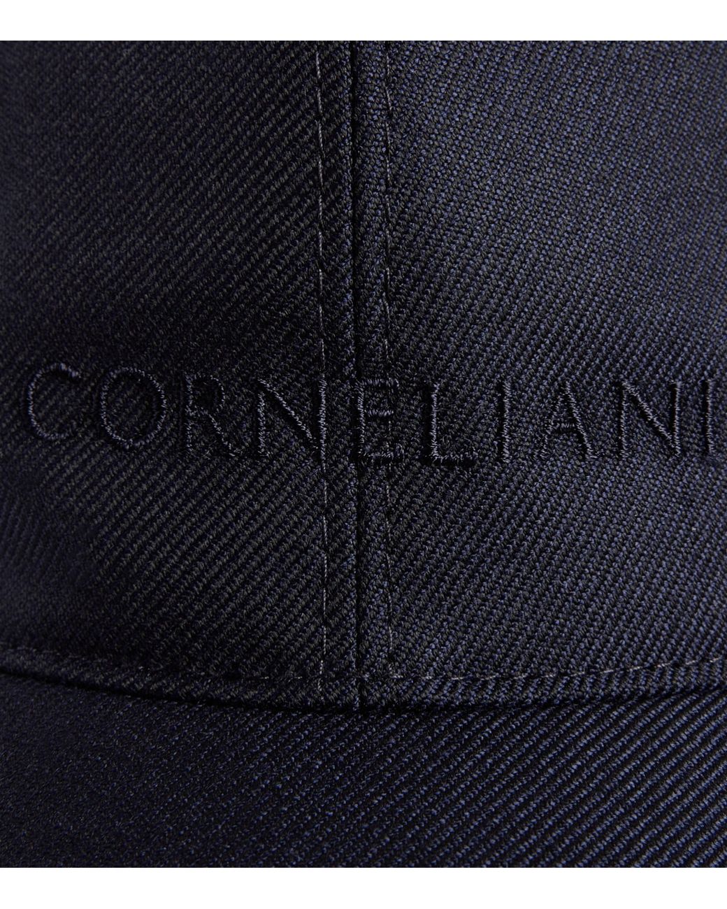 Corneliani Blue Virgin Wool Logo Baseball Cap for men