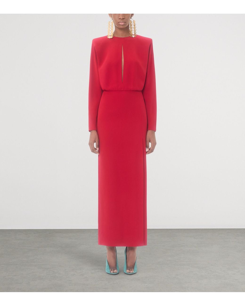 Valentino Red Silk Slit Midi Dress