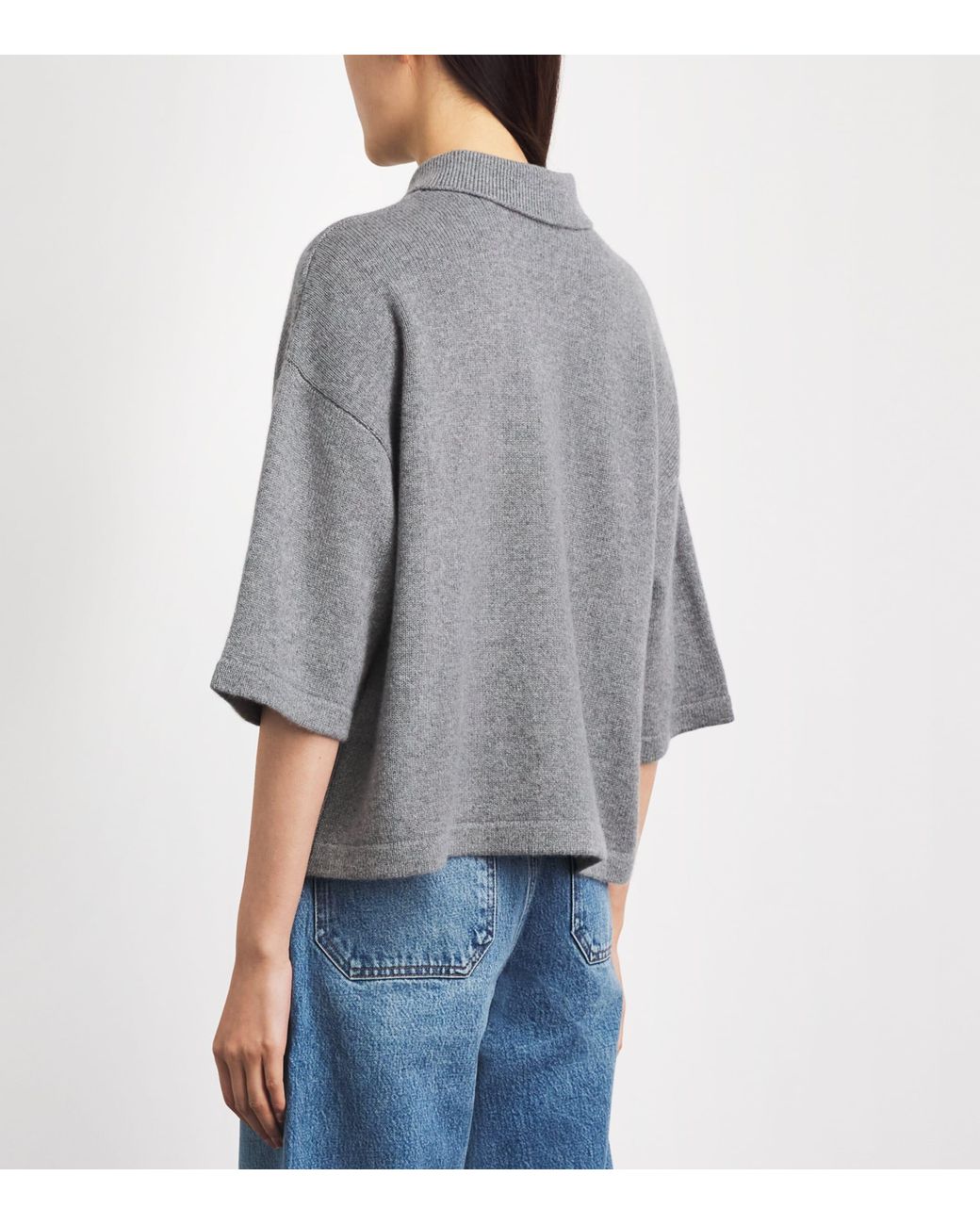 FRAME Gray Cashmere The Academy Polo Shirt