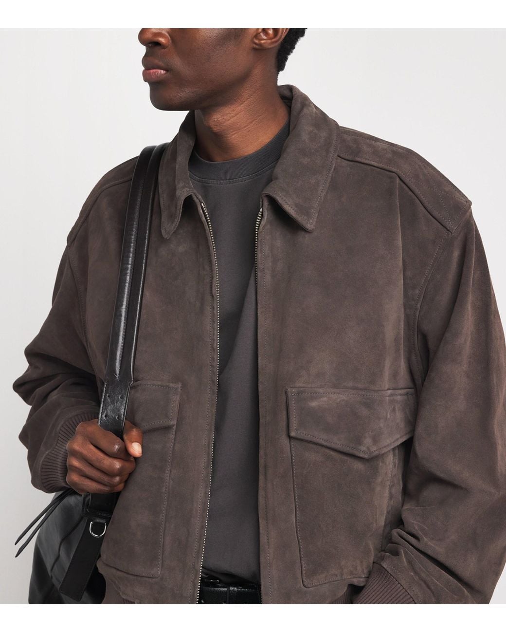 Agolde Brown Suede Emil Bomber Jacket for men