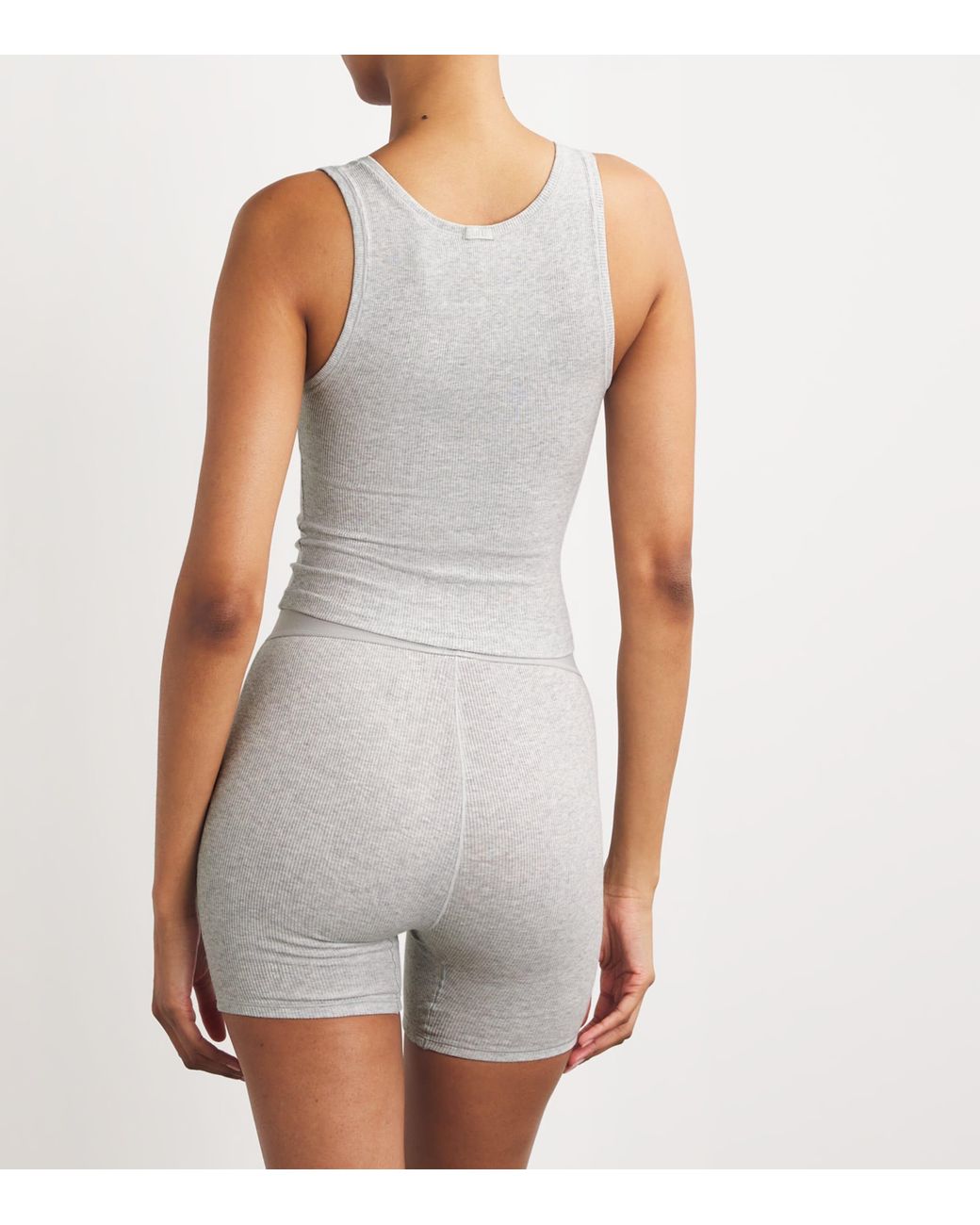 Skims White Stretch-Cotton Ribbed Tank Top