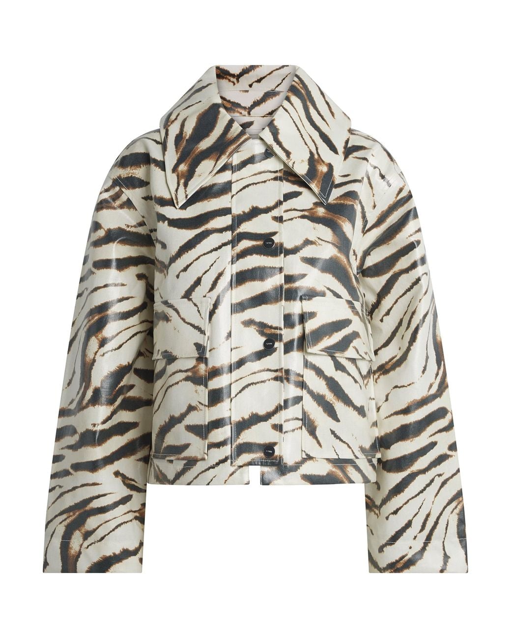 Ganni Gray Laminated Zebra Jacket
