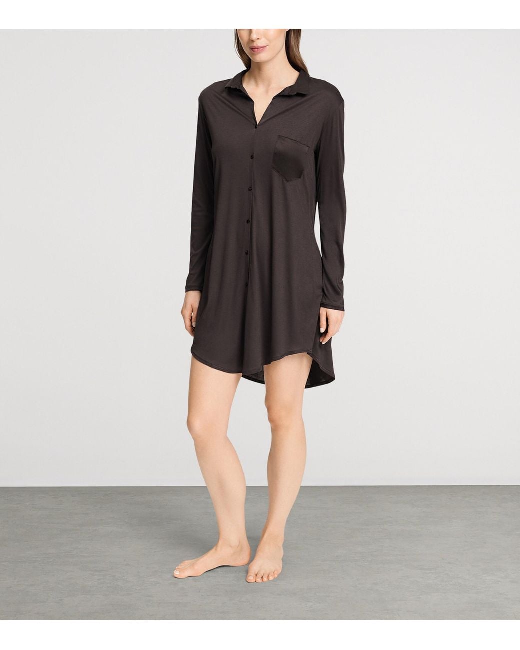 Hanro Blue Modal Grand Central Shirt Pyjama Nightdress