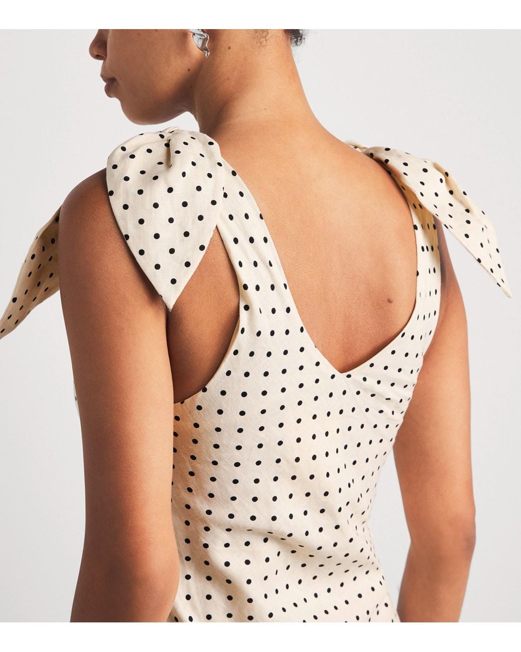 Faithfull The Brand White Linen Polka-Dot Solana Maxi Dress
