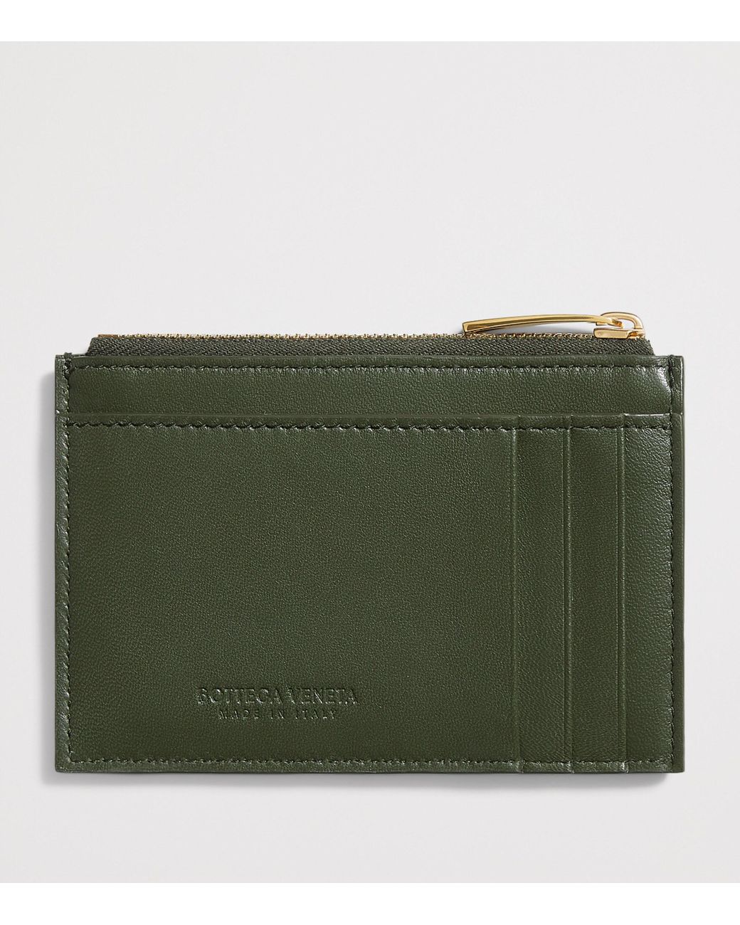 Bottega Veneta Green Leather Intrecciato Zipped Card Holder
