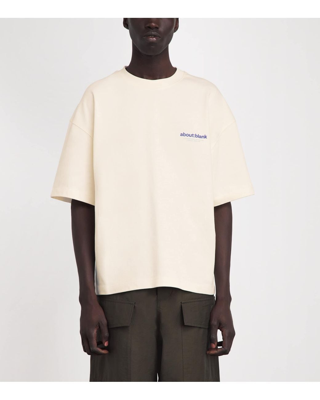 About Blank White Cotton Logo Oversized T-Shirt for men