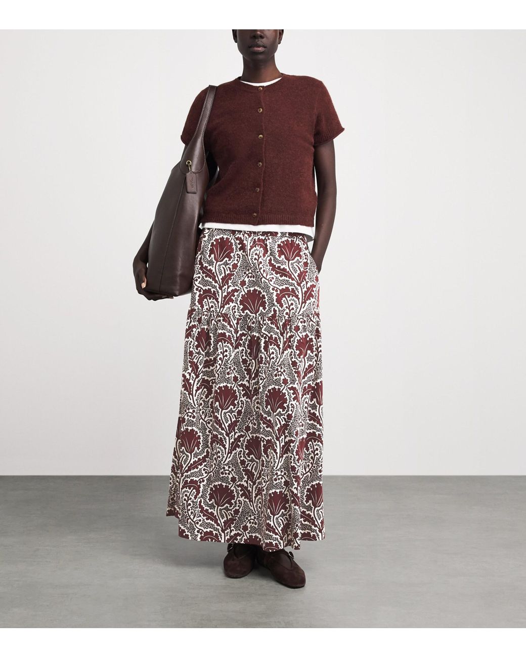 ME+EM Purple Wildflowers Midi Skirt