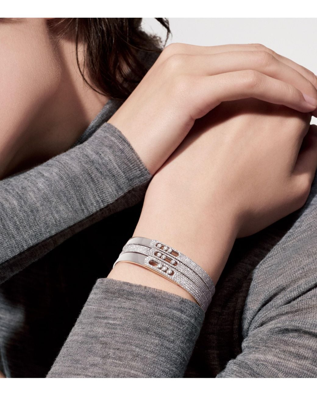Messika White Move Noa And Diamond Pavé Bangle