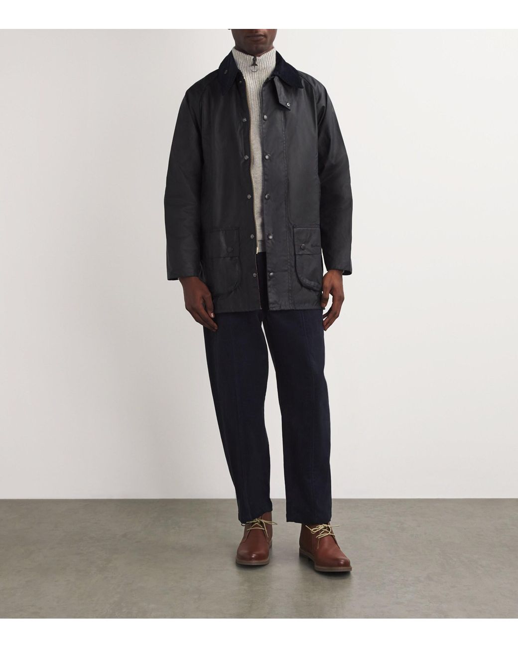 Barbour White Wool Half-Zip Sweater for men
