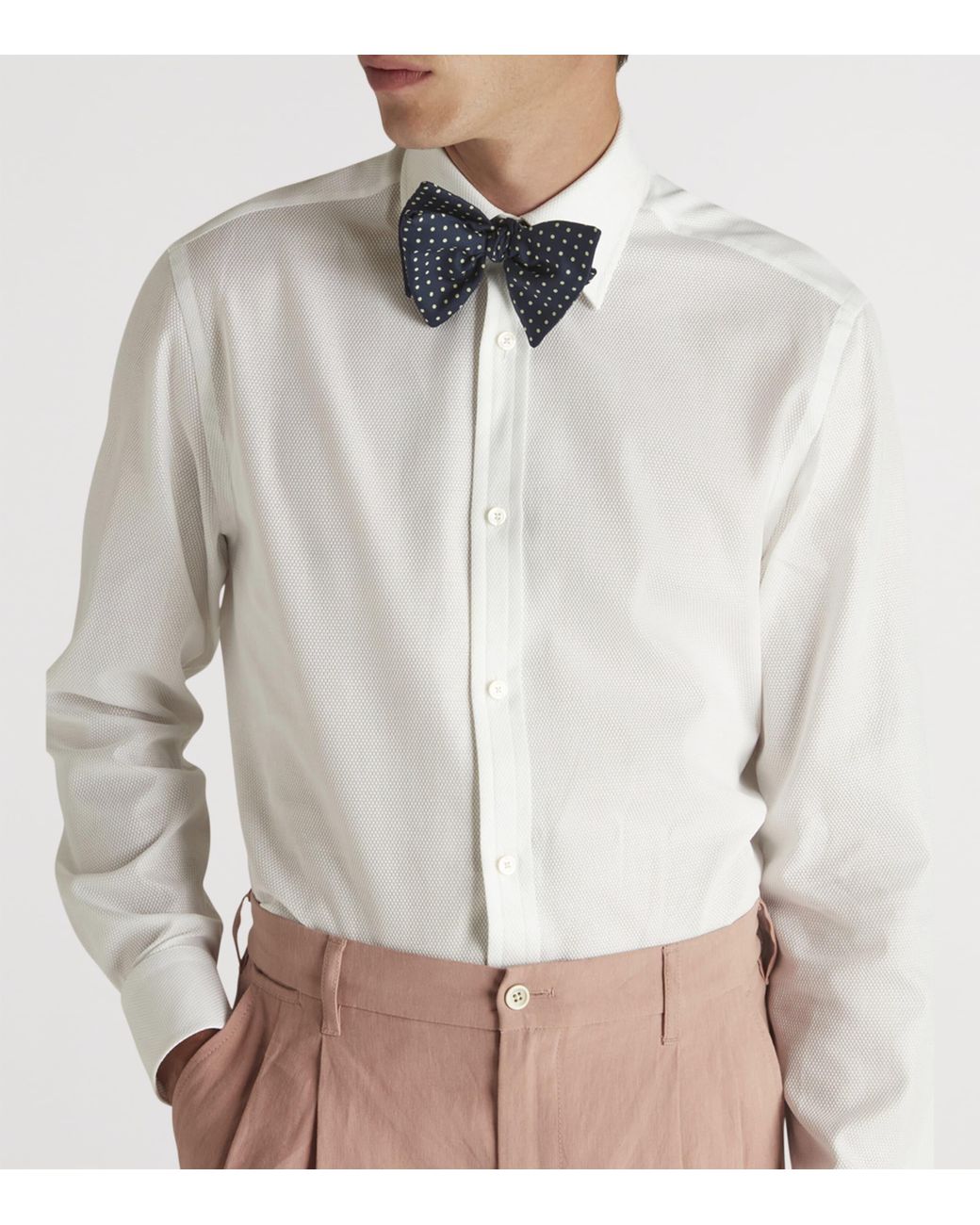 Dunhill White Cotton Giro Inglese Shirt for men