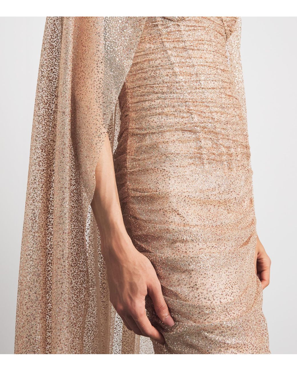 Sandra Mansour Natural Glitter Veil Of Light Gown