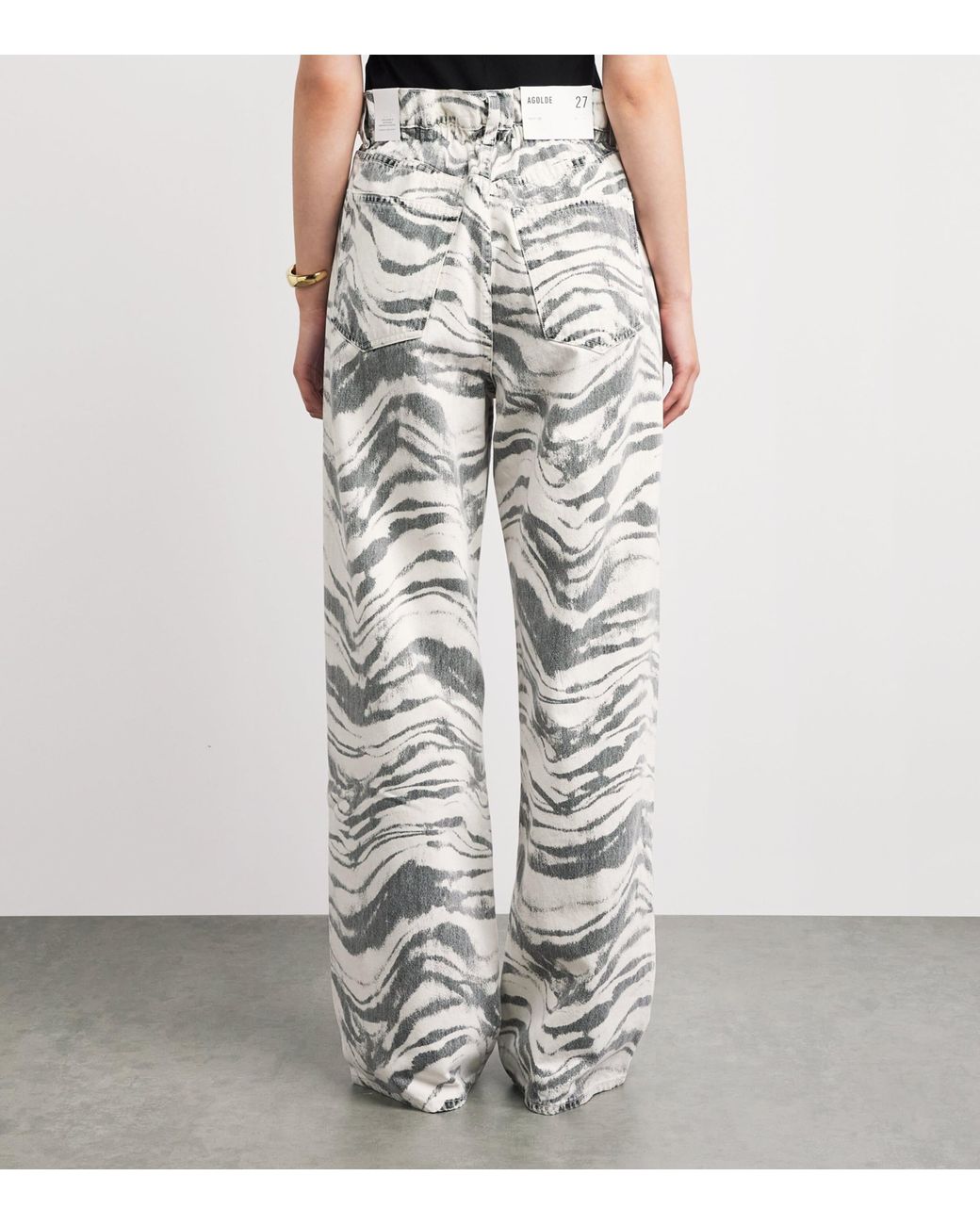 Agolde White Printed Lyonne Wide-Leg Jeans