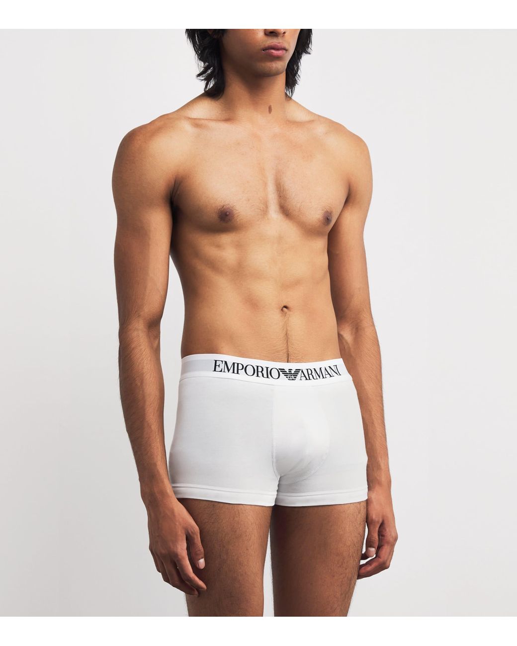 Emporio Armani White Stretch-Cotton Logo Trunks for men