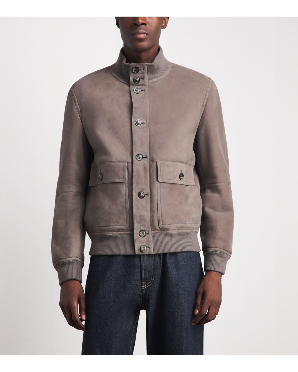 Herno Brown Suede Bomber Jacket for men