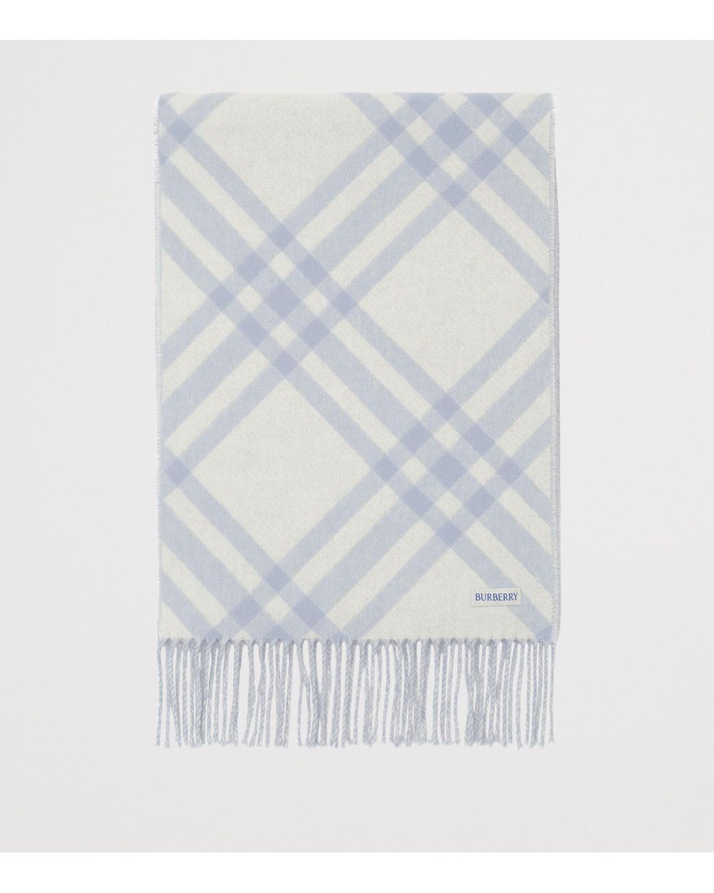 Burberry Blue Cashmere Check Scarf