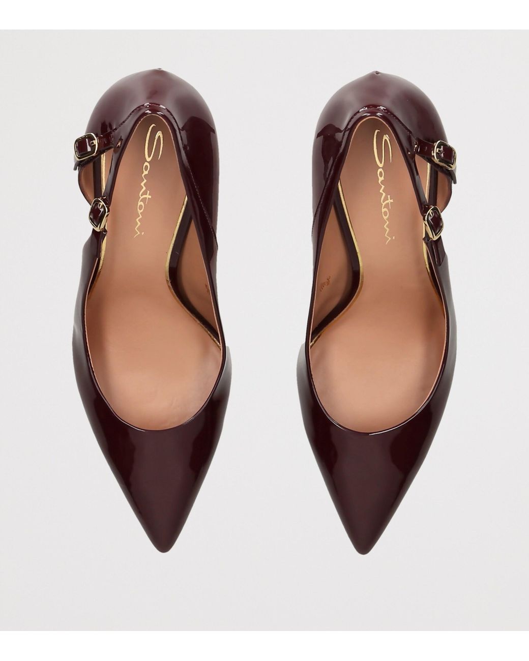 Santoni Brown Patent Leather Audrey Pumps 80