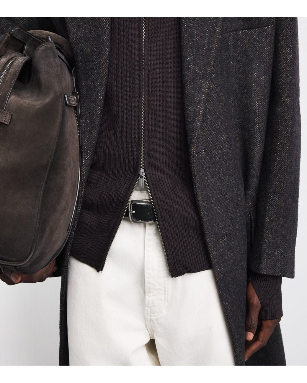 Barena Blue Virgin Wool Rib-Knit Zip-Up Cardigan for men