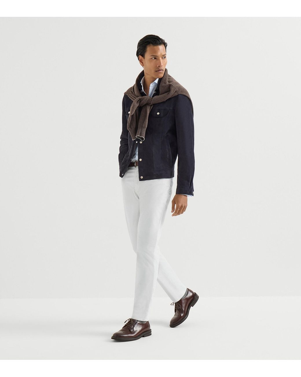 Brunello Cucinelli White Comfort Denim Straight Jeans for men