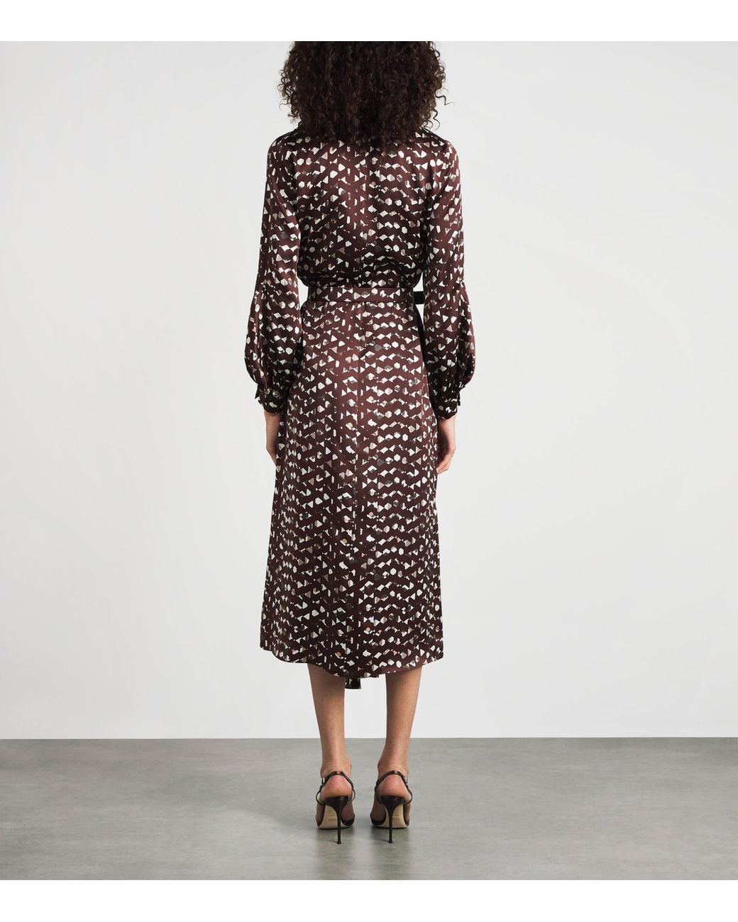 Kiton Red Silk Printed Midi Dress
