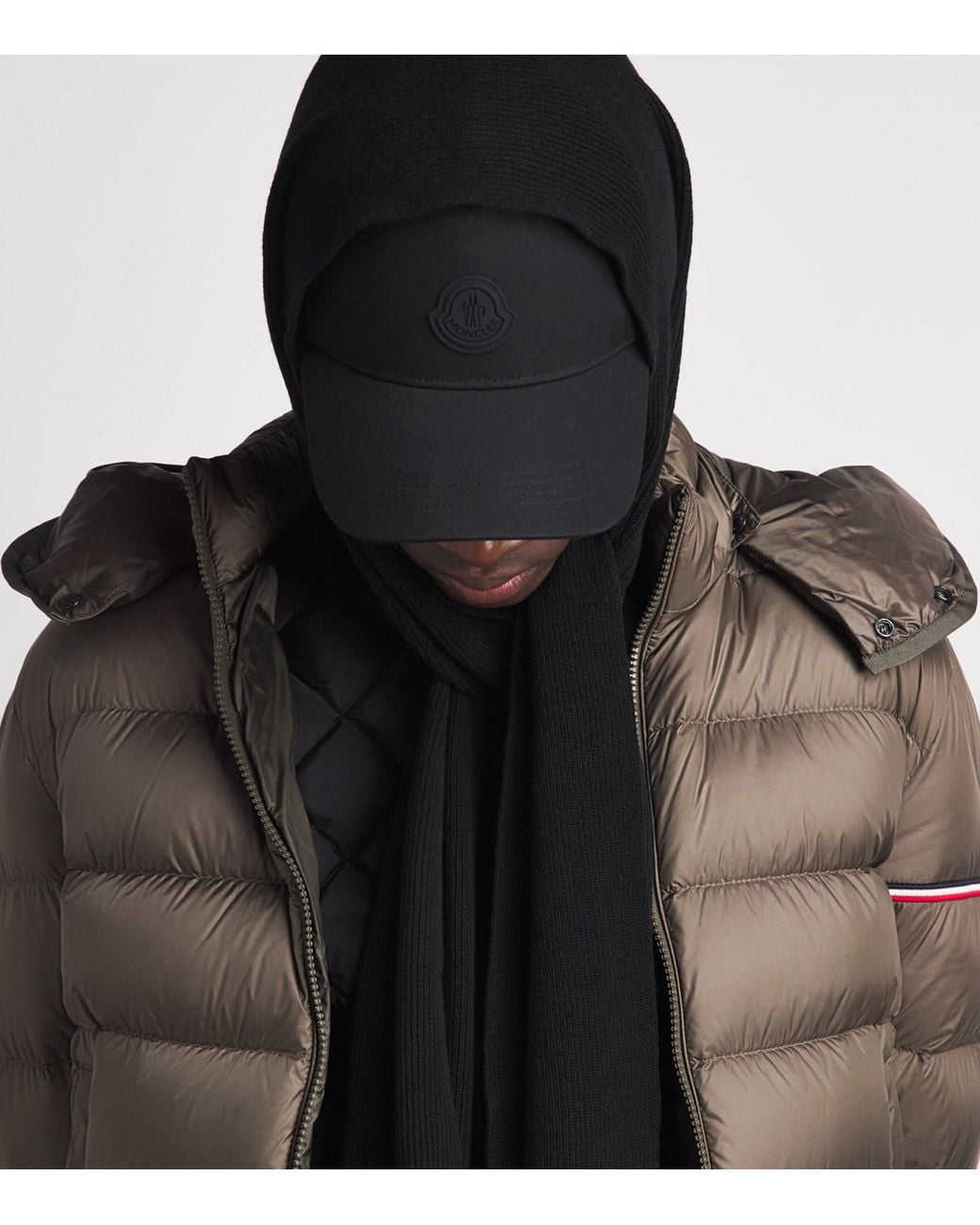 Moncler Black Wool-Cashmere Scarf for men