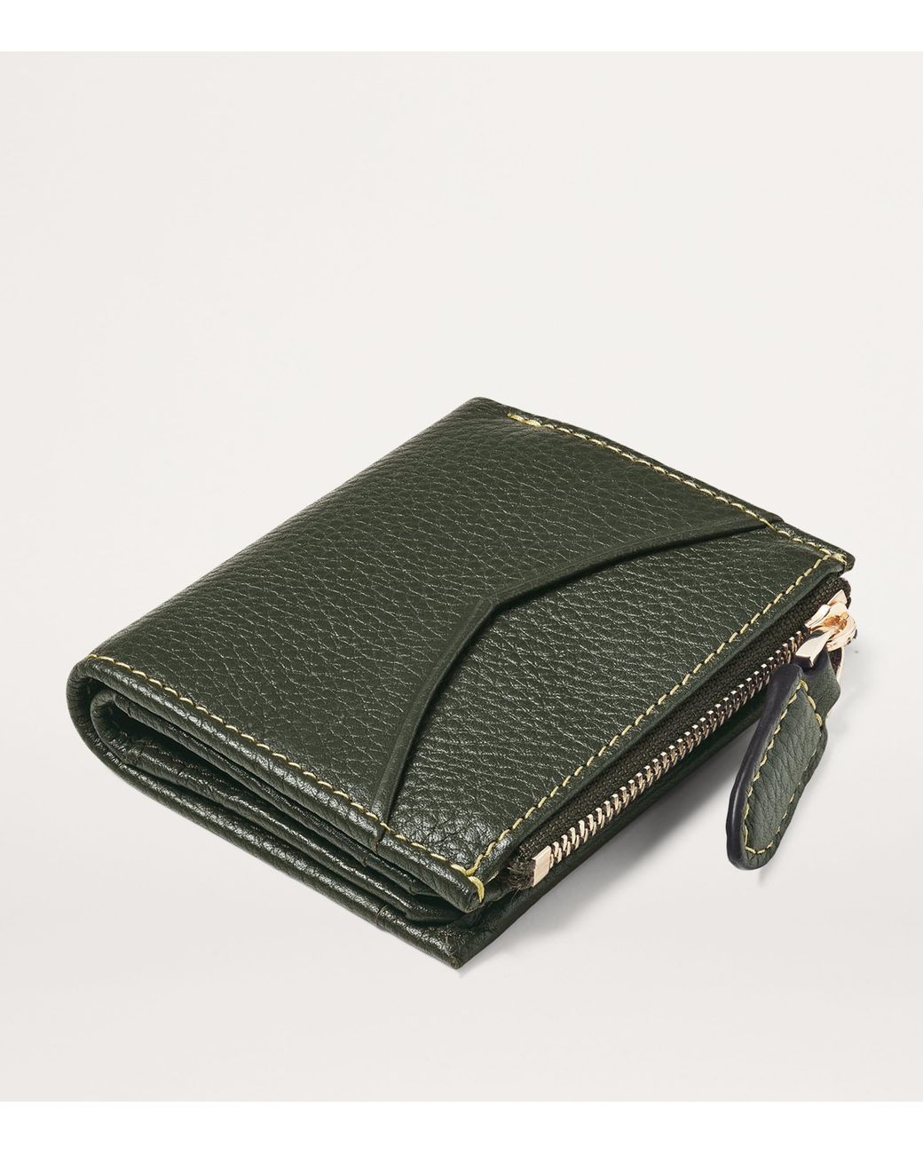 Aspinal Green Leather Hudson Coin And Card Holder