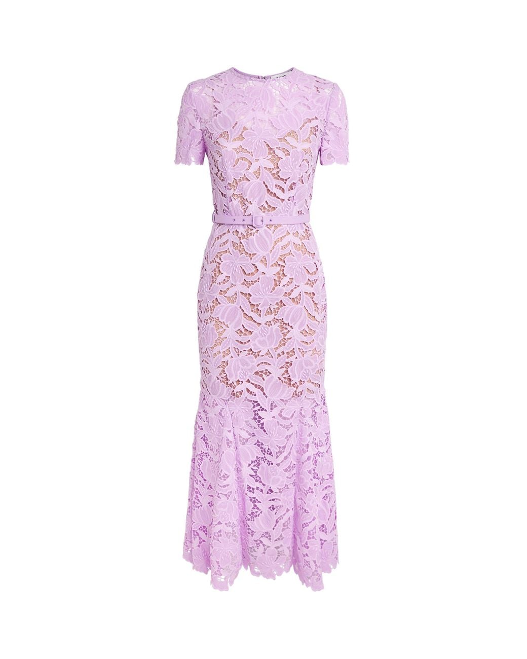 Self-Portrait Purple Lace Belted Midi Dress
