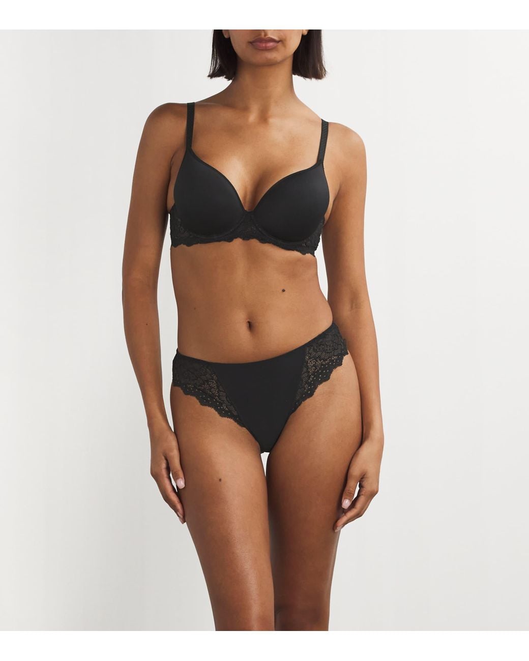 Simone Perele Black Lace Caresse Plunge Bra