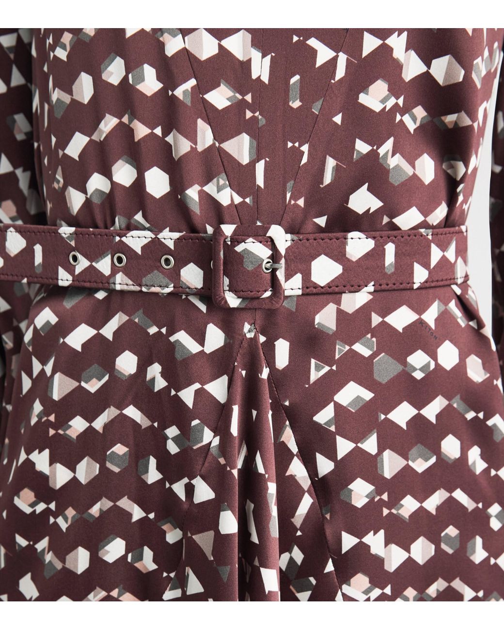 Kiton Red Silk Printed Midi Dress