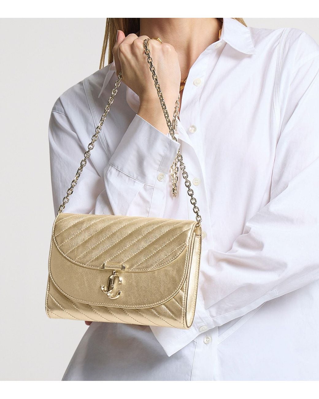 Jimmy Choo Natural Leather Curve Clutch Bag