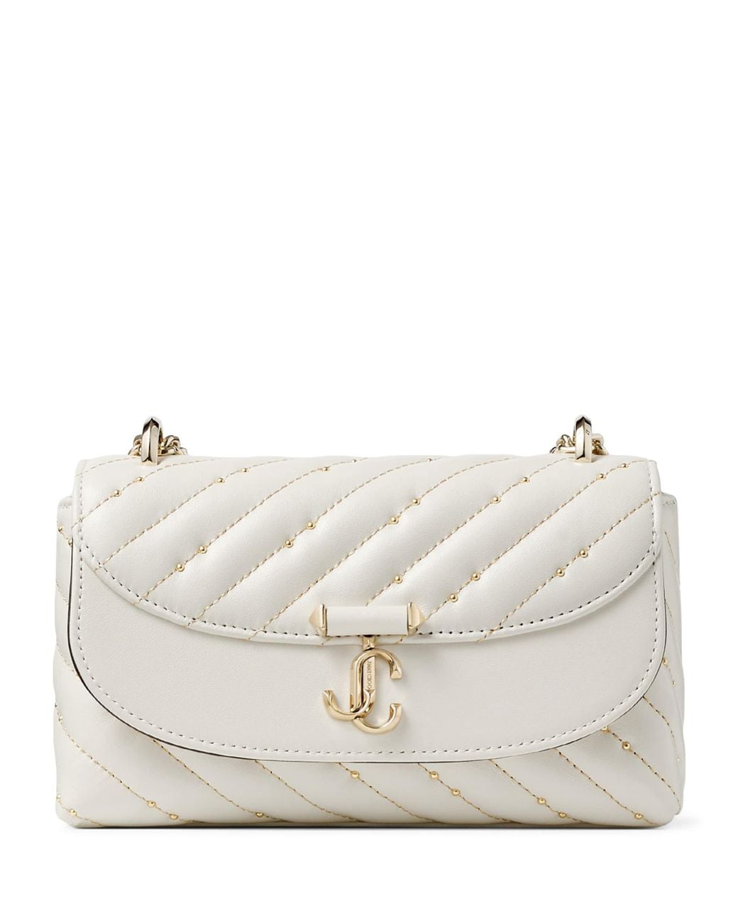 Jimmy Choo White Curve Small Biker Leather Quilted Cross-Body Bag