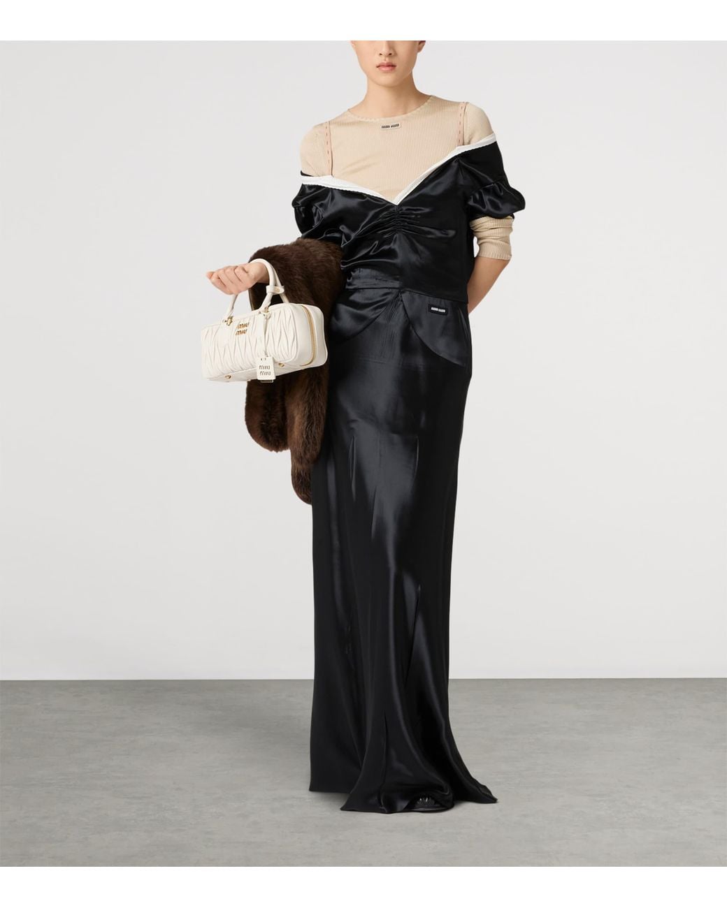 Miu Miu Black Satin Maxi Dress