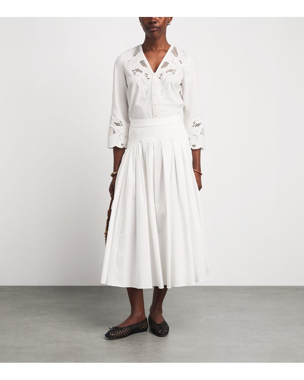 Veronica Beard White Cotton Suniva Blouse