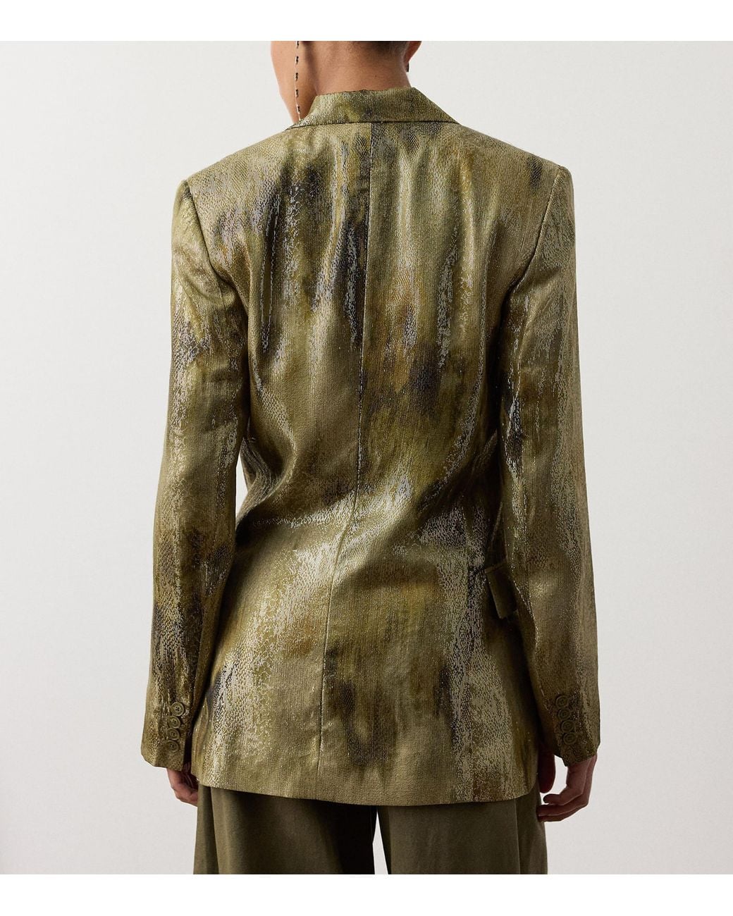 Ralph Lauren Green Silk-Blend Marcy Blazer