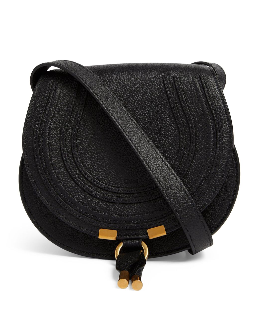 Chloé Black Small Leather Marcie Saddle Bag