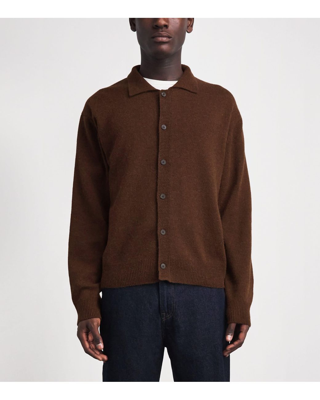 LE17SEPTEMBRE Brown Wool-Alpaca Collar Cardigan for men