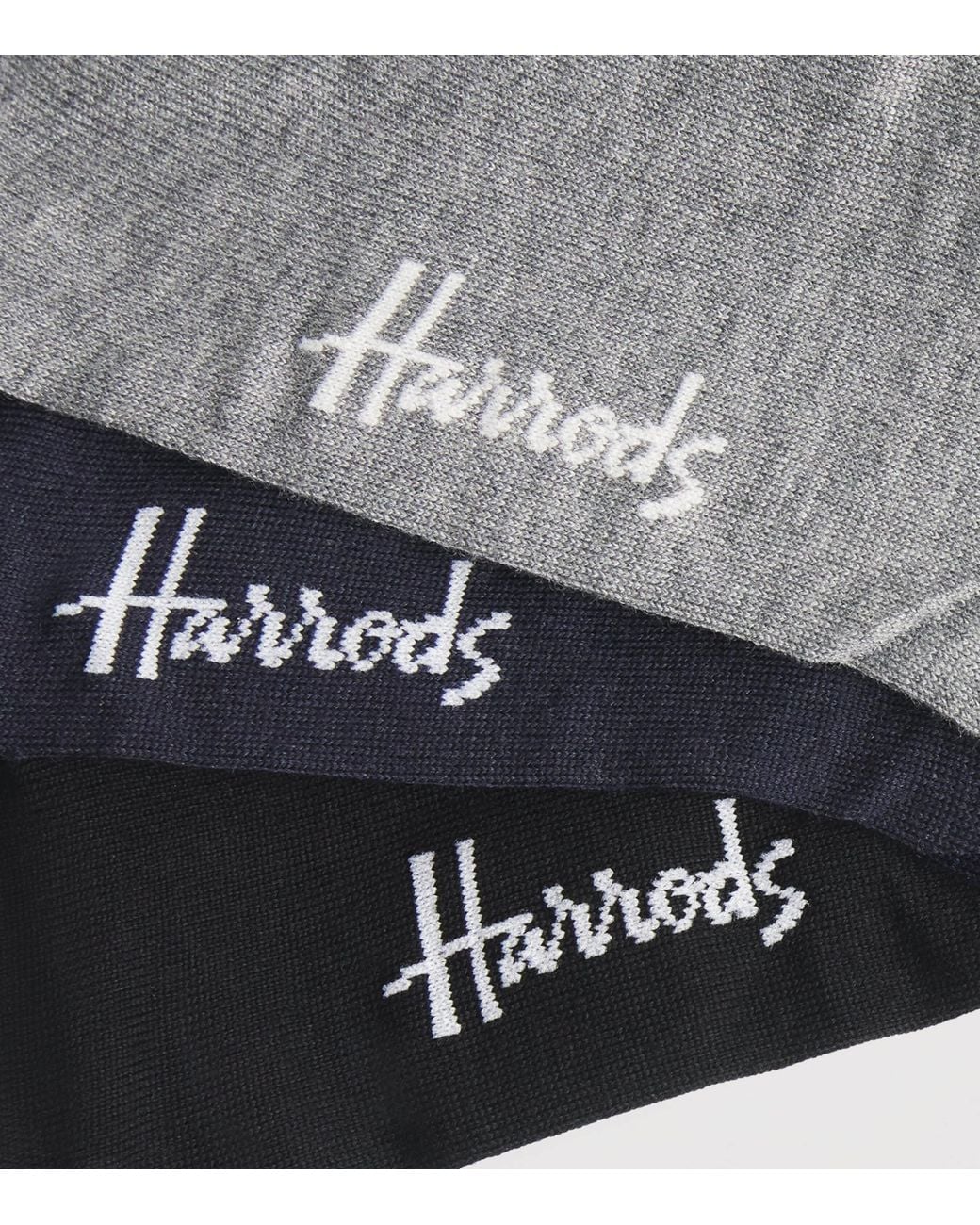 Harrods Black Pack Of 3 Logo Socks for men