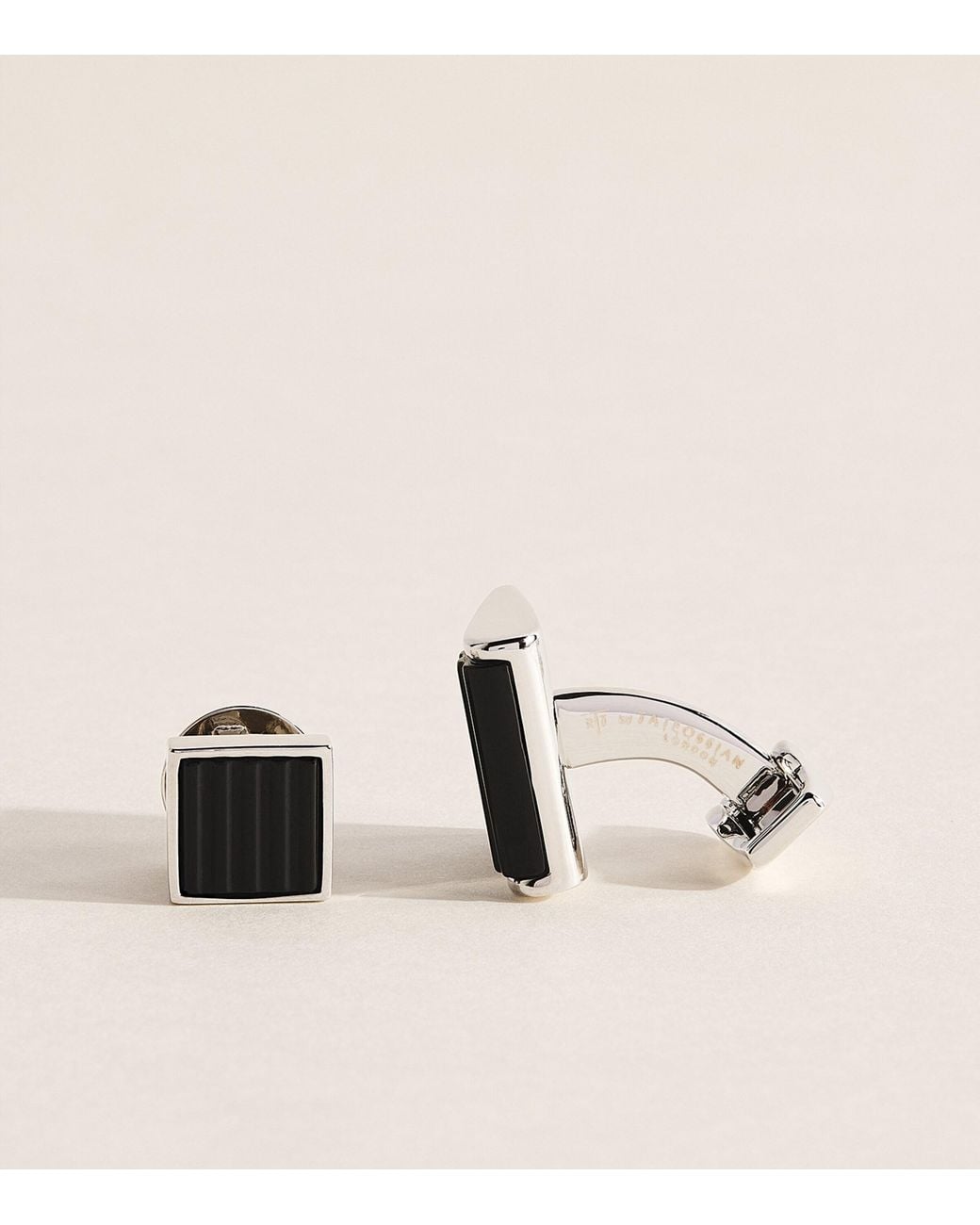 Tateossian Natural Onyx Ribbed Wedge Cufflink Set for men