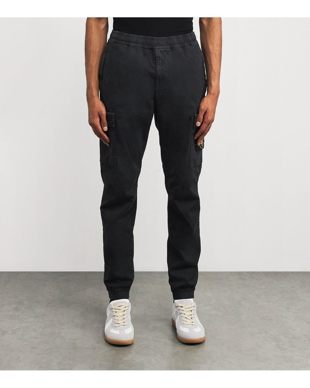 Stone Island Black Stretch-Cotton Cargo Trousers for men