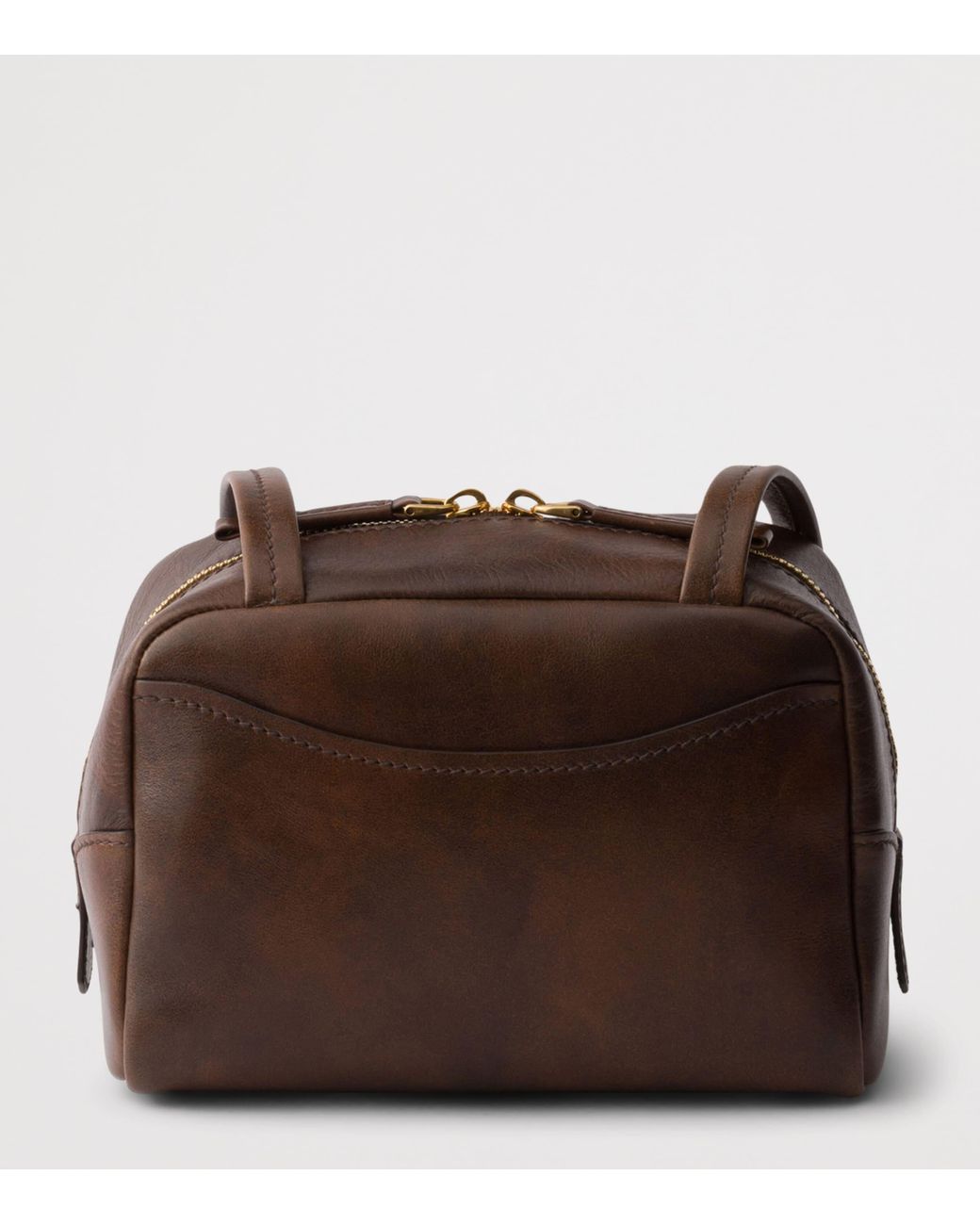 Prada Brown Mini Antique Leather Carry Top-Handle Bag