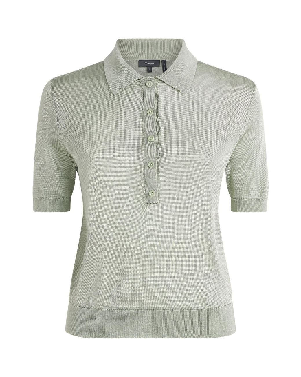 Theory Green Linen-Blend Sheer Polo Shirt