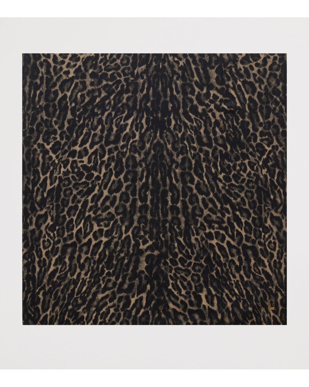 Saint Laurent Black Silk-Cashmere Leopard Print Square Scarf