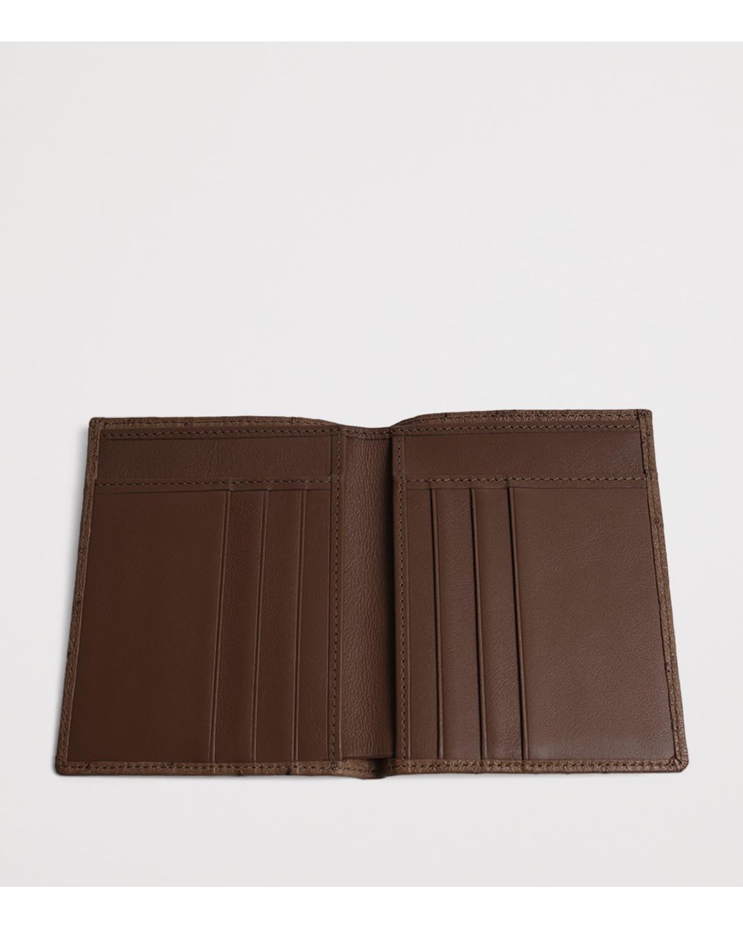 Swaine Brown Ostrich Leather Bifold Coat Wallet for men