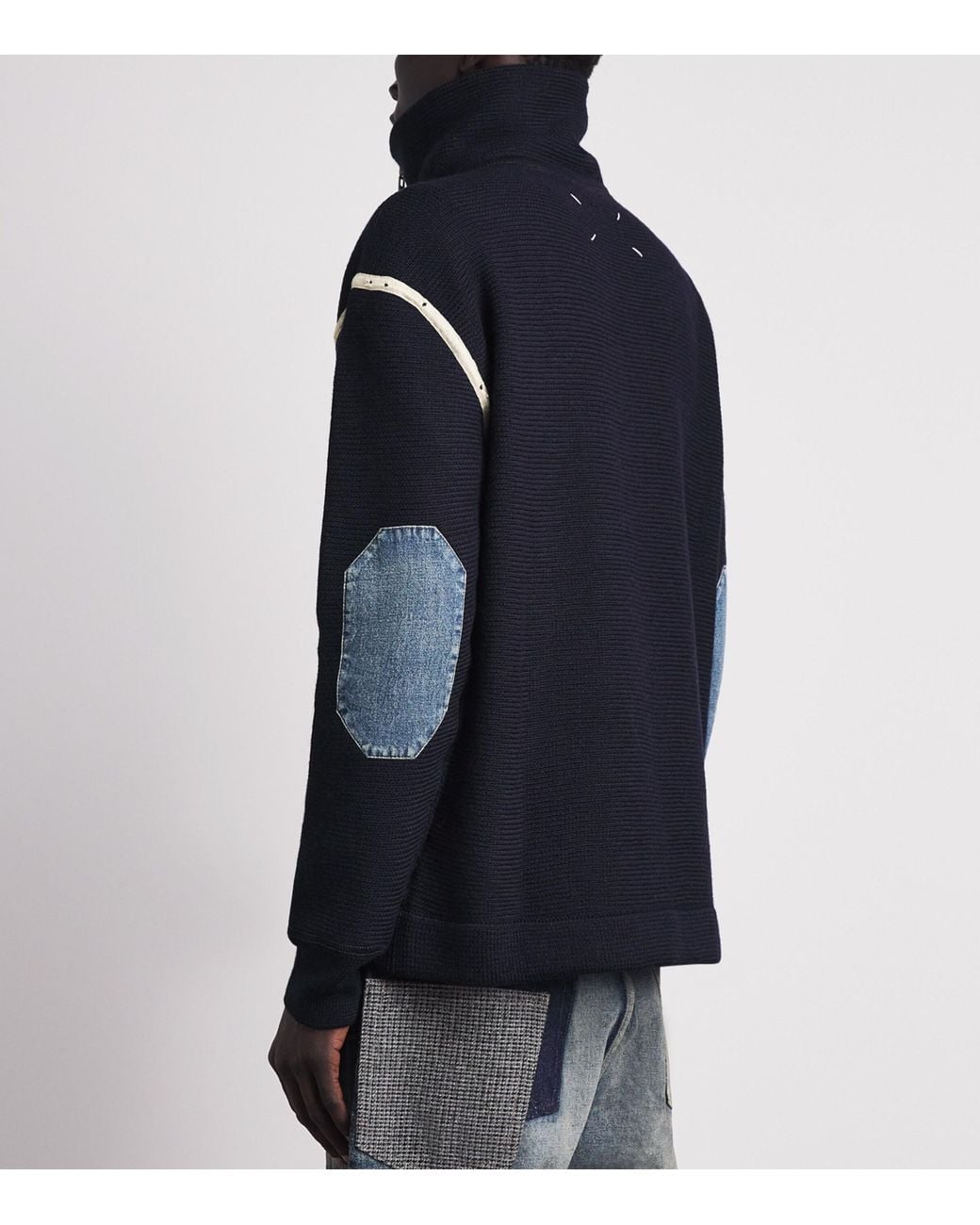 Maison Margiela Blue Wool Quarter-Zip Sweater for men