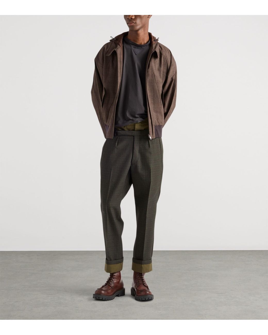 Prada Brown Wool Hooded Jacket for men