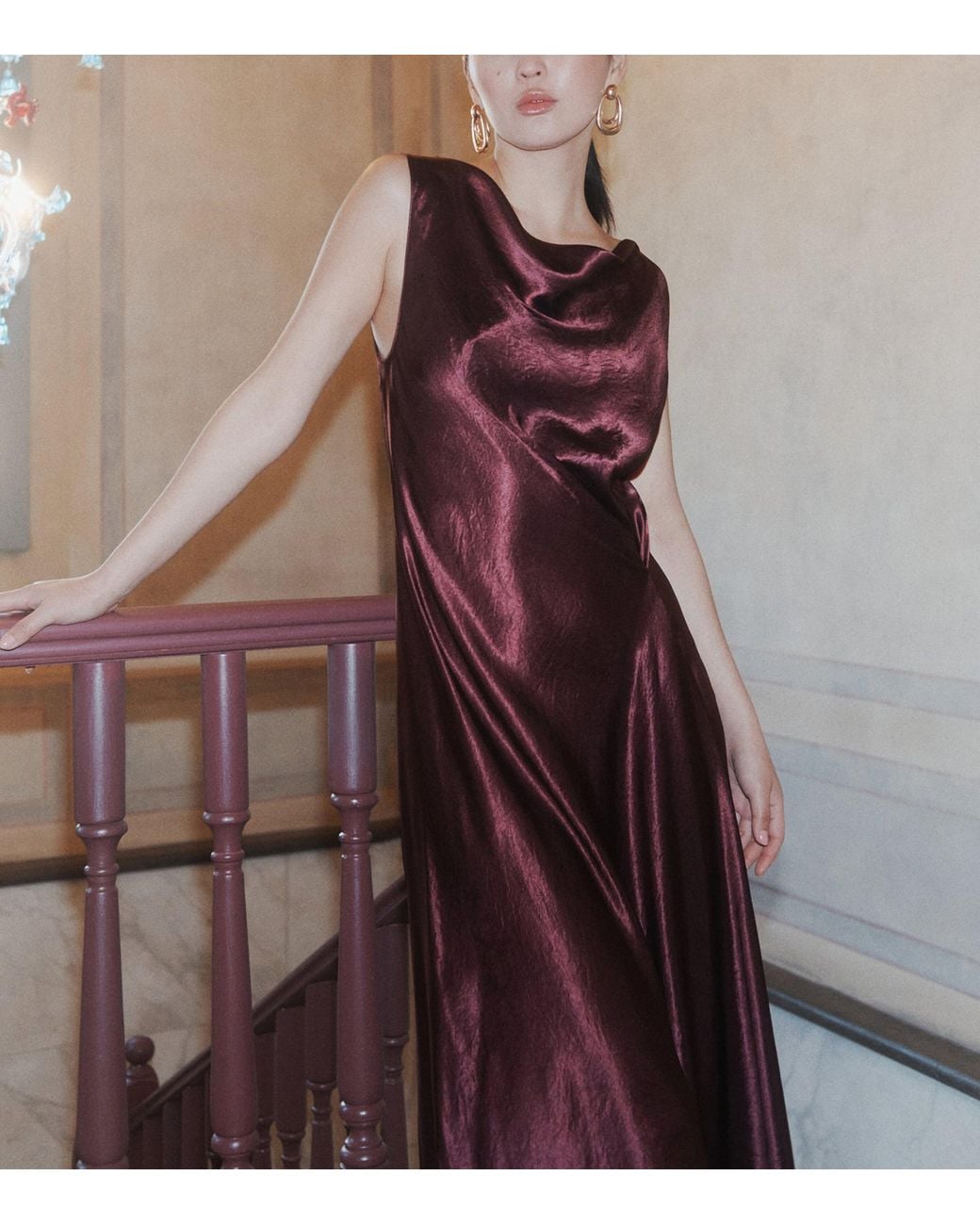 Marella Purple Satin Midi Dress