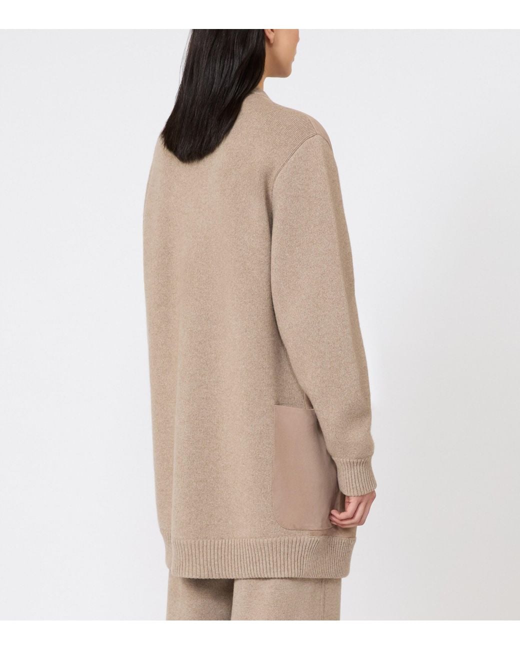 Max Mara Natural Wool-Cashmere-Suede Cardigan