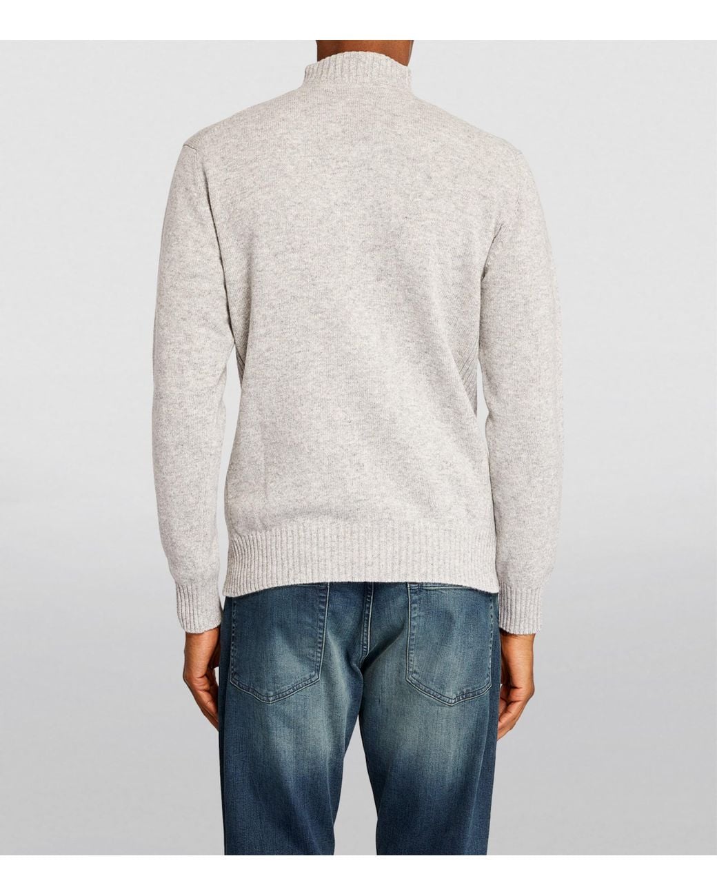Barbour White Wool Half-Zip Sweater for men
