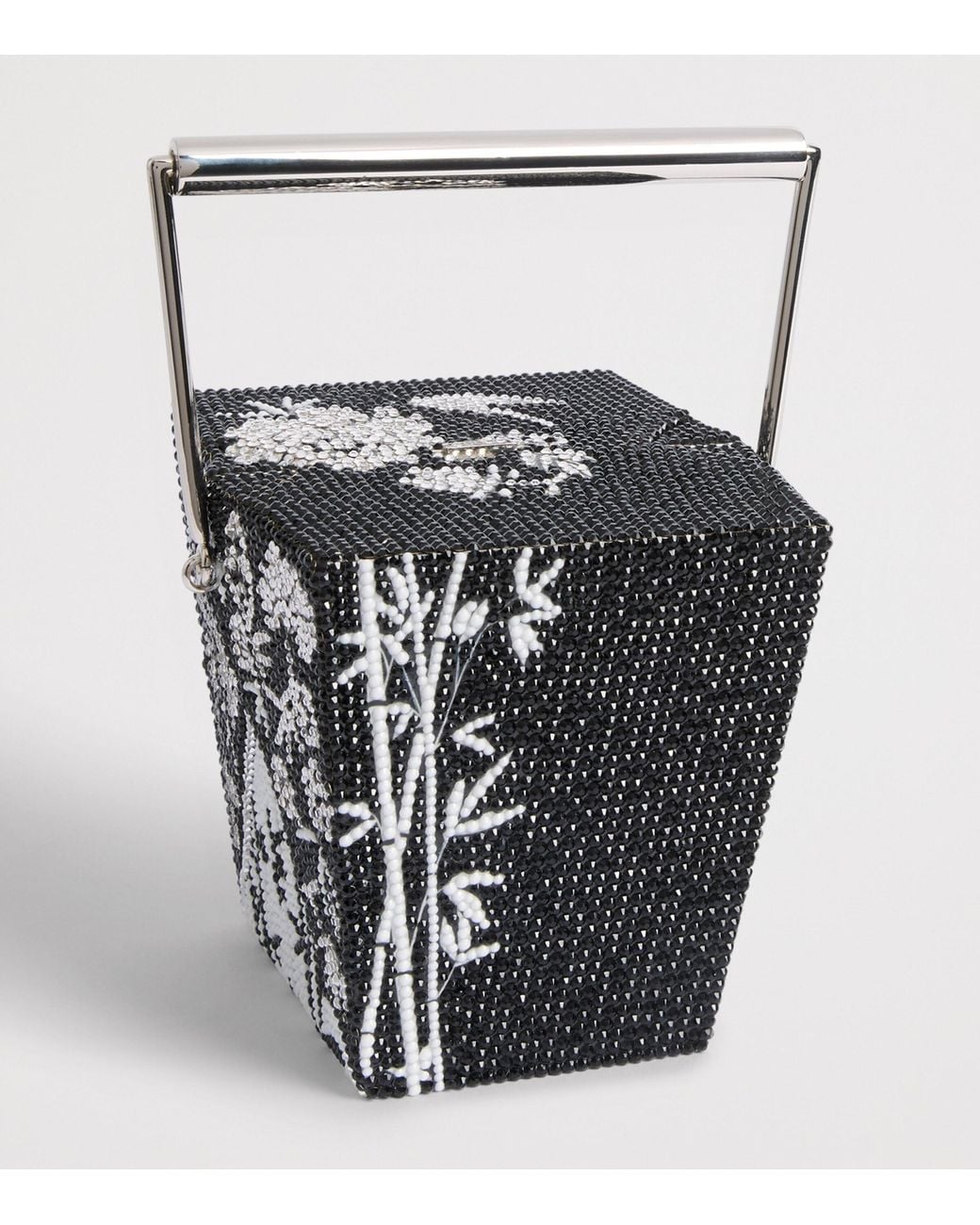 Judith Leiber Black Take Out Box Bamboo Clutch Bag
